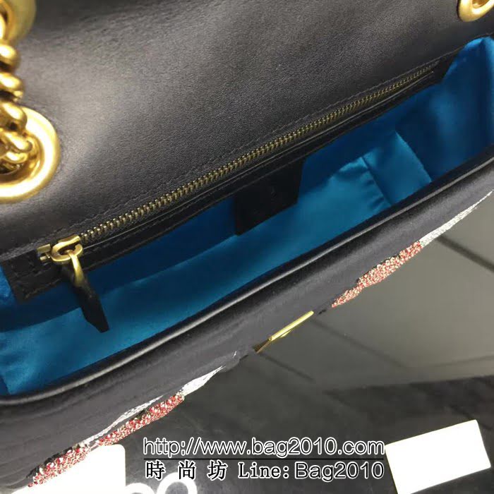 GUCCI古馳原單 新款專櫃品質高仿原單貨實物實拍443497天鵝絨水晶鏈條單肩斜跨包 HY1287